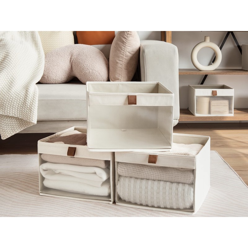 StorageWorks Closet Storage Bins, Large Storage Baskets with Clear Window