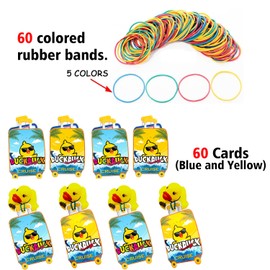 Cruising Rubber Duck Tags, 50Pack Duck Ducking Game Cards, Cruising Duck Card with Round Hole 50 Rubber Bands, Cruise Duck Tag (50PACK Blue+Yellow)