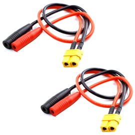 JIECHUN 2Pcs XT60 Female to 4mm Banana Bullet Female Connector Adapter Cable 14awg 30cm for iSDT Charger
