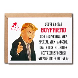 SMDDesigns You're A Great Boyfriend Card - Boyfriend Greeting Card - Trump Funny Card - Romance Anniversary Card - Boyfriend Valentine Card