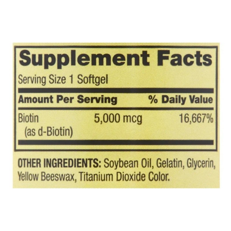 Biotina 5000 Mcg Rápida Absorción Cabello Uñas 120 Cap Sin