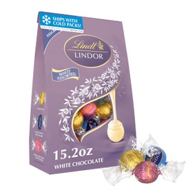 Lindt LINDOR White Chocolate Assorted Chocolate Candy Truffles, 15.2 oz. Bag