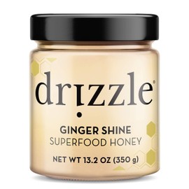 Drizzle Ginger Shine Raw Honey - Superfood Immunity Boost Blend - Rich in Nutrients and Beneficial Enzymes - Notes of Ginger & Lemon - 100% Raw, Pure Honey - Gluten-Free, Paleo-Friendly (13.2oz)