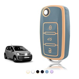 TOOMUME Key Cover TPU Car Key Case Fits VW Volkswagen Golf 4/5/6 Polo Up Jetta Caddy Beetle Multivan T5 Seat Ibiza Leon Skoda Fabia, Key Cover Protection Key Shell – Flip Key