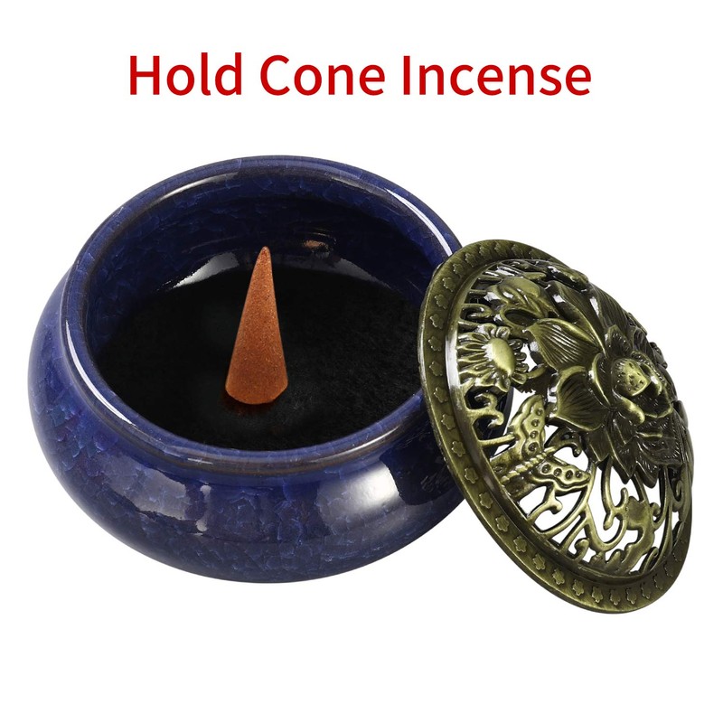Miupoo Incense Burner and Cone Incense Holder with Brass Incense
