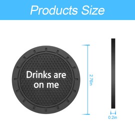 8sanlione 2 Pack Car Cup Holder Coasters, 2.75 Inch Non-Slip PVC Insert Cup Coaster, Anti-Scratch Auto Cup Mats for Women Men, Vehicle Interior Accessories Universal for Car, SUV, Truck (B Black/2PCS)