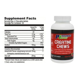 PERFORMANCE INSPIRED Nutrition Creatine Chew – 5g Creatine Monohydrate – Supports Muscle Growth & Recovery – Berry Blast Flavor – 120 Count