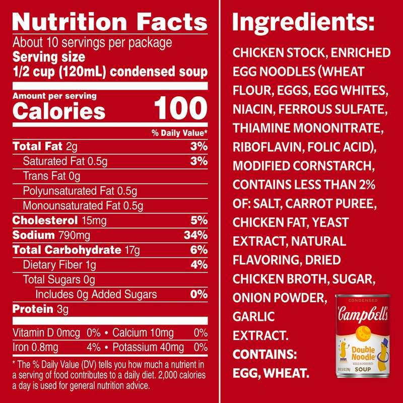 Campbell’s Condensed Kids Double Noodle Soup, 10.5 oz Can (24