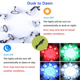 CISLAN LED Outdoor Deck Lights with Photocell, RGB Φ1.77in Low Voltage 12V DC IP67 Waterproof, Remote Dimmable Multi Color Change, Electric Wired Recessed Stair Step Landscape Lighting, 8 Pack Black