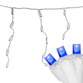 Northlight Set of 100 Blue LED Wide Angle Icicle Christmas Lights - 5.5 ft White Wire