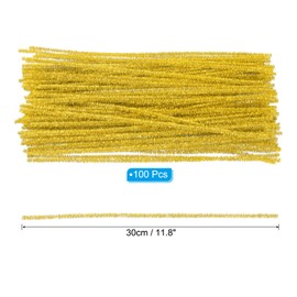 PATIKIL 30cm/11.8" Pipe Cleaners Chenille Stem, 100Pcs Glitters Fuzzy Sticks Pipe Cleaner Craft Supplies for DIY Art Creative Decoration Projects, Yellow