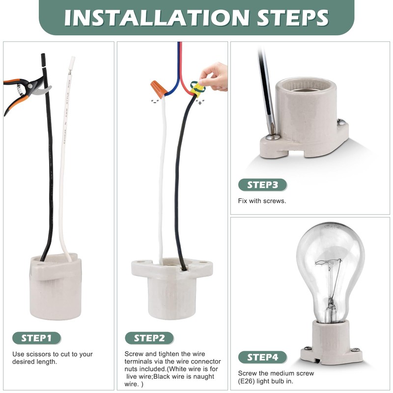 Surface Mount Light Socket,E26 Medium Screw Porcelain Bulb Socket,Cleat Lamp