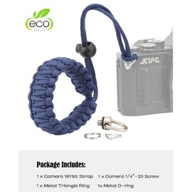 Rigdance Paracord Camera Wrist Strap Lanyard with Screw for DJI Osmo Pocket 3, for Insta 360 X3, X4, X2, Universal Hand Strap for DSLR Cameras, Action Cameras, Selfie Sticks(Grayish-blue)