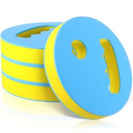 Hungdao 4 Pcs Water Exercise Discs Water Weights for Pool Exercise Set EVA Foam Aerobic Equipment for Adults Hand Held Pool Resistance for Swimming Beginners Arthritis(Yellow and Blue)