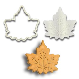 Detailed Maple Leaf Cookie Cutter & Stamp Set - 4x4 Inches, Perfect for Fall and Autumn-Themed Baking