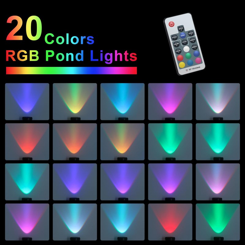 PChero RGB Pond Lighting LED Underwater Lighting Spotlight Pool Lighting