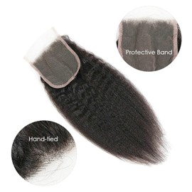 Selina Lace Closure Kinky Straight 4x4 Lace Closure Hd Lace Closure Kinky Straight Human Hair Free Part Lace Closure Hair Natural Color Black 14 Inch