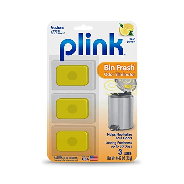 Plink Bin Fresh Odor Eliminators, Fresh Lemon Scent, for Garbage Bins & More, Lasting Freshness up to 30 Days, 3-Count