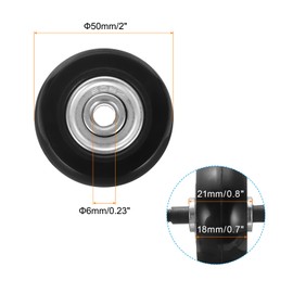 sourcing map Set of 1 Luggage Wheels Replacement 50 x 18 mm/2" x 0.7" Rubber Swivel Caster Bearing Wheels Repair Kits for Suitcase Inline Outdoor Skate,Black