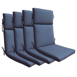 BOSSIMA Indoor Outdoor High Back Chair Cushions Replacement Patio Chair Seat Cushions Set of 4 Denim Blue