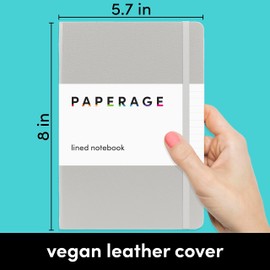 PAPERAGE Lined Journal Notebook, (Light Grey), 160 Pages, Medium 5.7 inches x 8 inches - 100 GSM Thick Paper, Hardcover