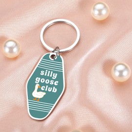 Silly Goose Gifts Stocking Stuffers for Teen Girls Christmas Gifts for Teens Stainless Steel Keychain Silly Goose Club Keychain for Women Men Gag Gifts Gifts for Best Friends Coworker Gifts for Women