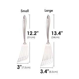 18/10 Stainless Steel Fish Spatula Set – 2 PCS All Metal Fish Spatula Turner, Shining Slotted Spatulas Set for Kitchen Use, Mirror Polished, Heavy-duty, Dishwasher Safe