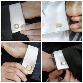wynameleri Mens Cufflinks Set 4 Pairs Formal Business Shirts Dress Buttons Cuff Link Box Packed T0204025