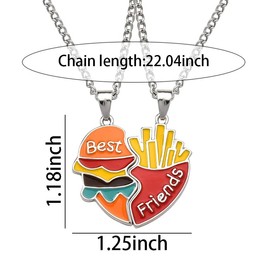 Matching Best Friend Necklaces Gifts for Men Women 2 Pcs Hamburg Fries Necklaces for Best Friend Friendship Christmas Birthday Gifts for Bestie Sisters Friend Themed Matching Necklace