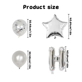 Silver Happy Birthday Balloons Banner - 16 Inch Reusable Mylar Foil Letters Sign for Kids, Adults, Boys & Girls Birthday Party Decorations - Indoor & Outdoor Gold Balloons & Happy Birthday Sign