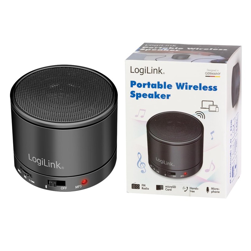LogiLink Bluetooth 5.3 Speaker with Built-In Microphone, FM Radio and