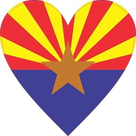 StickerTalk Heart Shaped Arizona Flag Vinyl Sticker, 4 inches by 4 inches