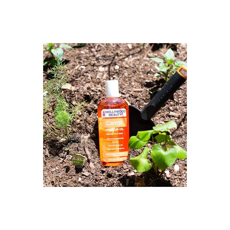Hollywood Beauty Carrot Hair Oil, 8oz Bottle, Hair, Scalp, Skin,