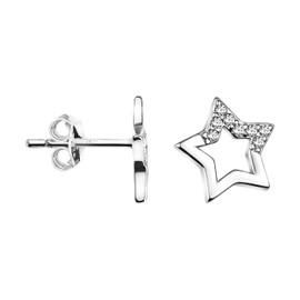SOFIA MILANI - Women's Earrings 925 Silver - Stud Earrings as Star, Sterling Silver, Cubic Zirconia