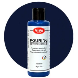 Viva Decor Pouring All in One (Midnight Blue, 90 ml) Ready Mixed, Ready-to-Use, Liquid Pouring Acrylic Paints, No Mixing Required, for Canvas, Glass, Wood and Stones - Made in Germany