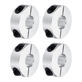 QUARKZMAN Aluminium Adjustment Rings 14 mm Inner Diameter Double Split Clamping Ring Silver Shaft Ring Bore Set Screws Clamping Rings Depth Stop for Drill Car Robotics Pack of 4