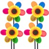 QUACOWW 4 Pieces Garden Pinwheel, Sequin Sunflower Wind Spinner, Plastic