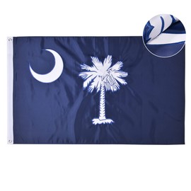 VICDRIA South Carolina State Flag 5x8 Ft, Deluxe Full Embroidered Heavy Duty Nylon Durable SC Outside Flags, Indoor/Outdoor, Sewn Stripes and Brass Grommets