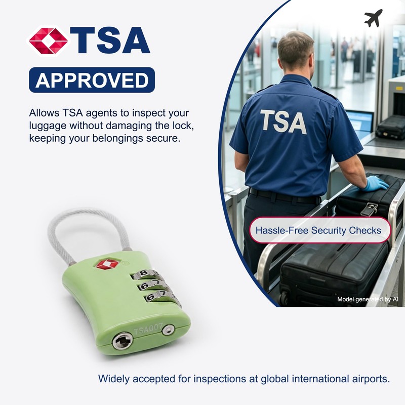UP Security Luggage Locks TSA Approved, Airplane Travel Essentials, TSA