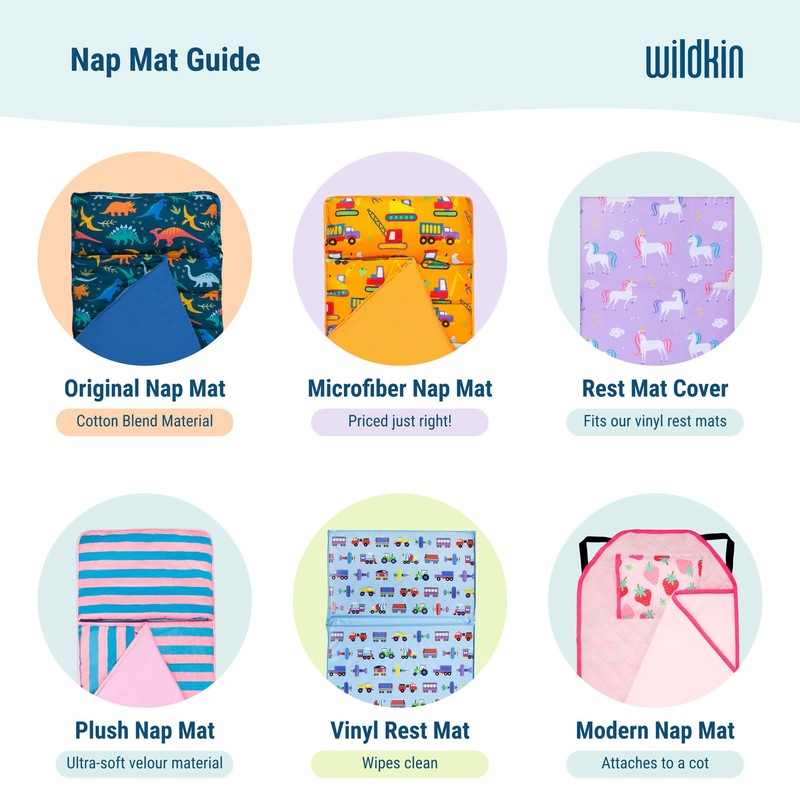 Wildkin Kids Nap Mat Cover for Boys & Girls, Sewn-in