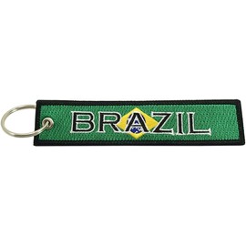 Llavero con bandera de Brasil, 100% bordado