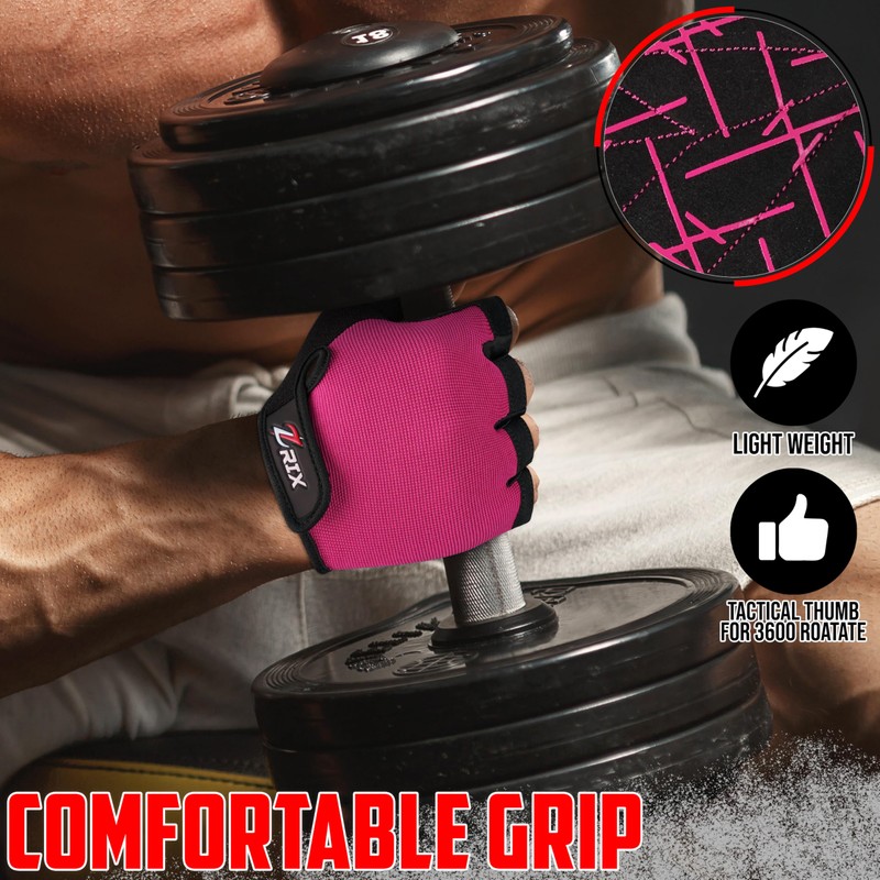 ZRIX Gym Gloves (Pink, Medium)
