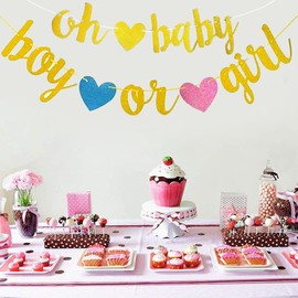 YQWIN Gender Reveal Banner Gender Reveal Party Decorations Boy or Girl Banner Baby Shower Banner Pink Blue Boy or Girl Sign Gender Reveal Bunting Flag for Baby Shower Gender Reveal Party Supplies