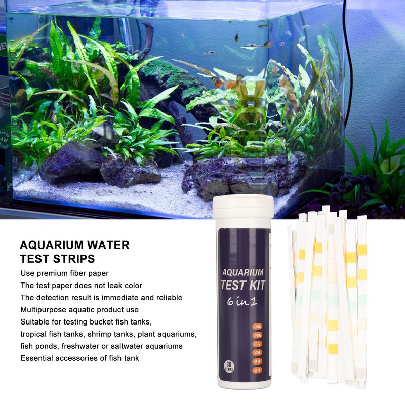 30pcs Aquarium Test Strips Professional 6 in 1 Fish Tank