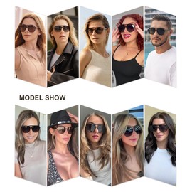 SOJOS Retro Trendy Aviator Polarized Sunglasses Men Women Vintage 70s Square Stylish Frame Sun Glasses SJ2283 Black Grey Lens