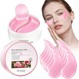 Parches para Ojos Colageno, 60 Pares Eye Patches Hidrogel Eliminador de Bolsas Ojo y Ojeras, Mascarilla Ojos con Efecto Iluminador, Hidratante, Antiarrugas y Refrescante, Skincare para Adult, Rosa