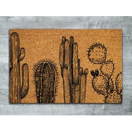 Cactus Close Up Doormat, Welcome Cactuses Doormats, Cactus Doormats, Cactus Coir Mats, Welcome Funny Cactus Door Mats Floor Front Door Mat, 20"x32"