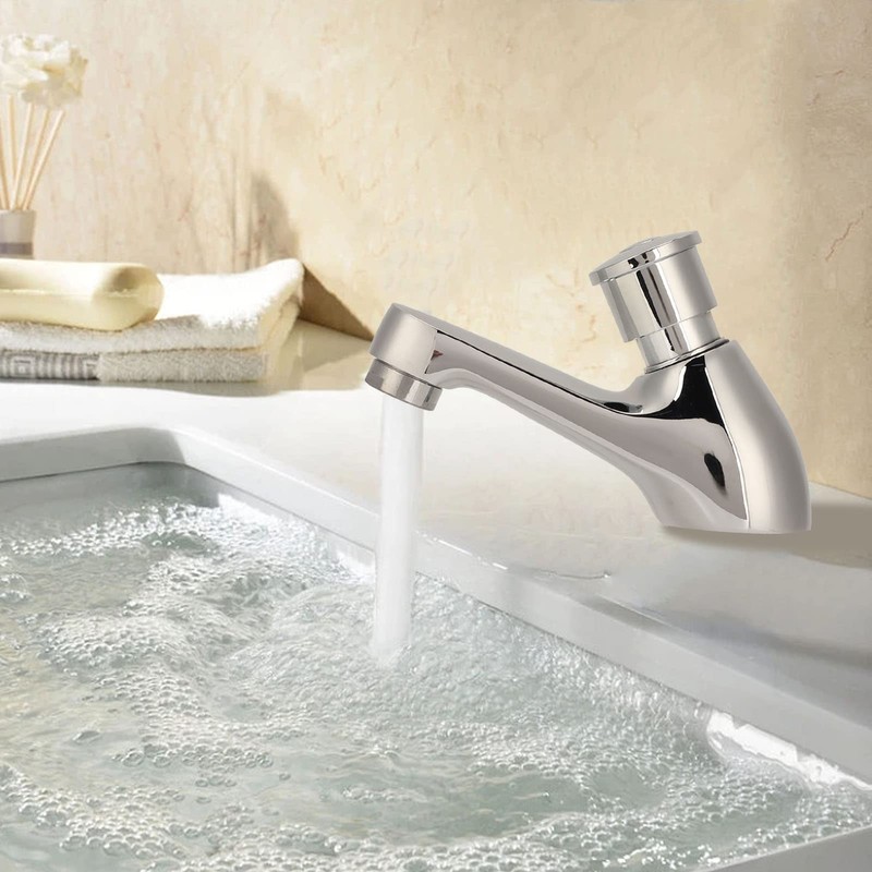 Washbasin Tap, G1/2 Delay Faucet, Single Cold Water Tap, Self-Closing