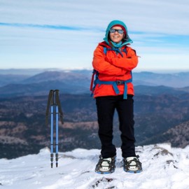 21/25Inch Snowshoes with Poles for Snowshoeing, All-Terrain Snow Shoes Kit with Adjustable Trekking Poles and Carrying Bag for Women Men (Blue, 21 Inch)