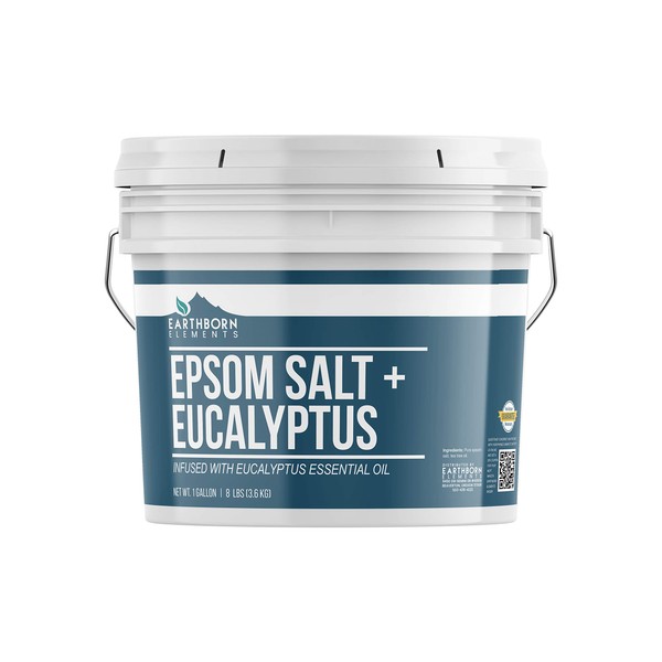 Earthborn Elements Eucalyptus Epsom Salt (1 Gallon), Pure & Undiluted, Soothing Aroma